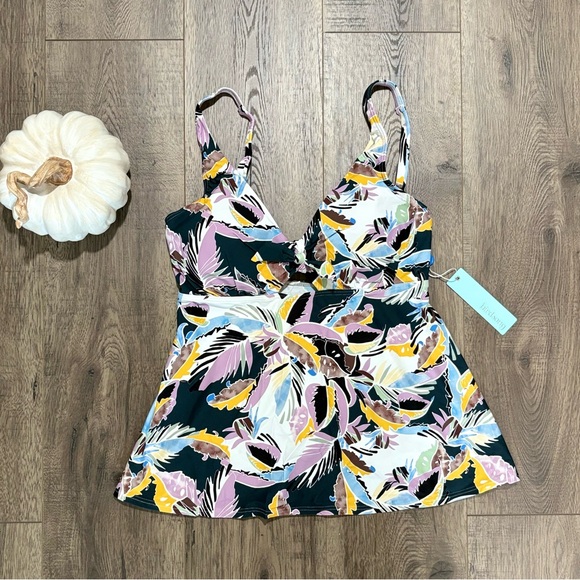 Birdsong Wanderlust Tie Front Underwire Bra Sized Tankini Top 32-DD/E US NWT - Picture 10 of 14